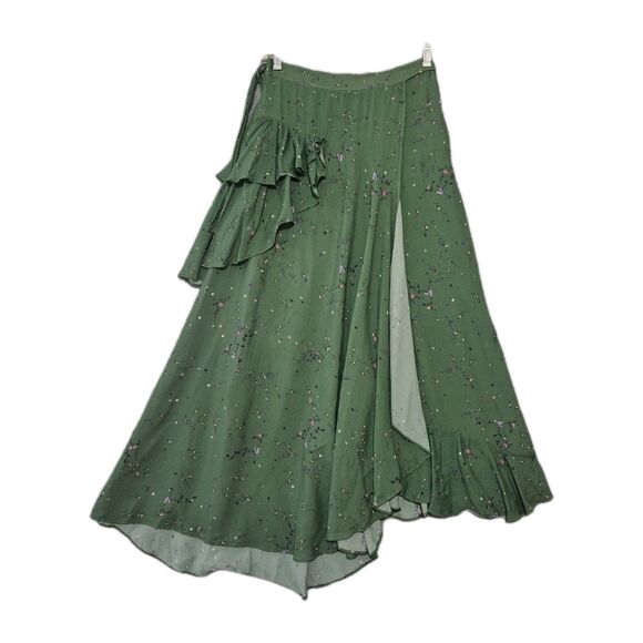 Preen Line By Thornton Bregazzi Women's Green Waterfall Wrap Skirt XS - Picture 1 of 9